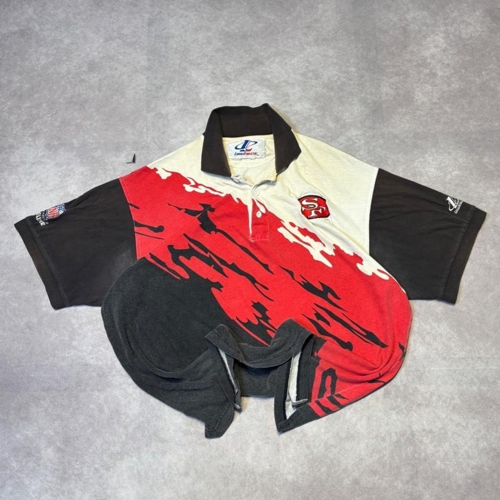 Vintage 90s San Francisco 49ers NFL Splash Graphic Polo Shirt Mens Fits L XL